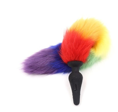 Rainbow Fox Tail Butt Plug