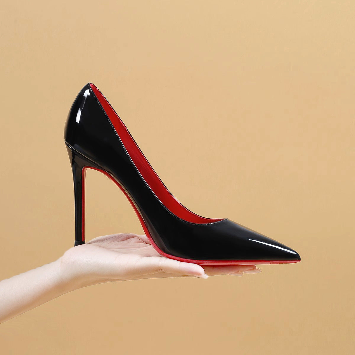 Black With Red Background High Heels