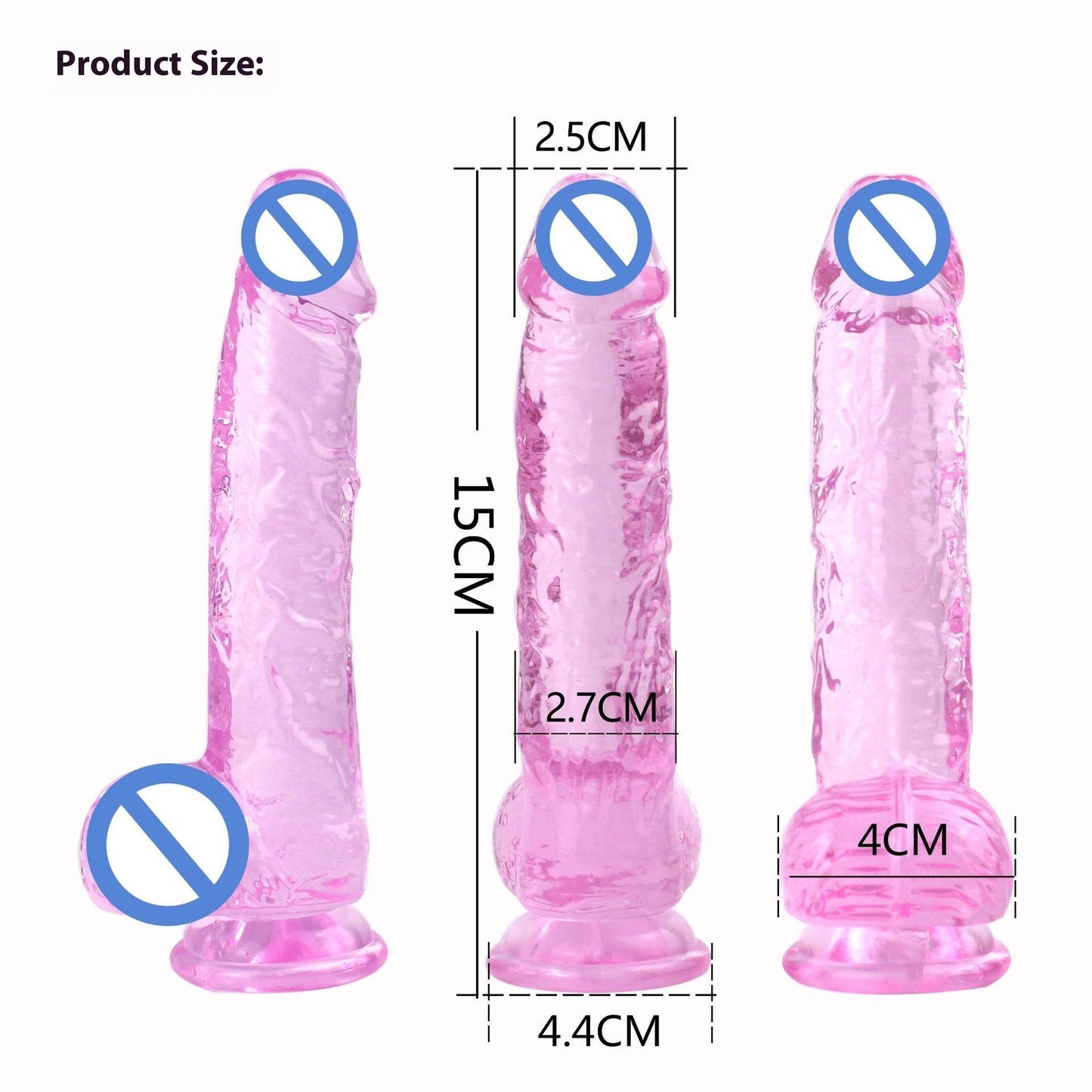 Transparent realistic dildo 3 colours