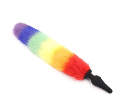 Rainbow Fox Tail Butt Plug