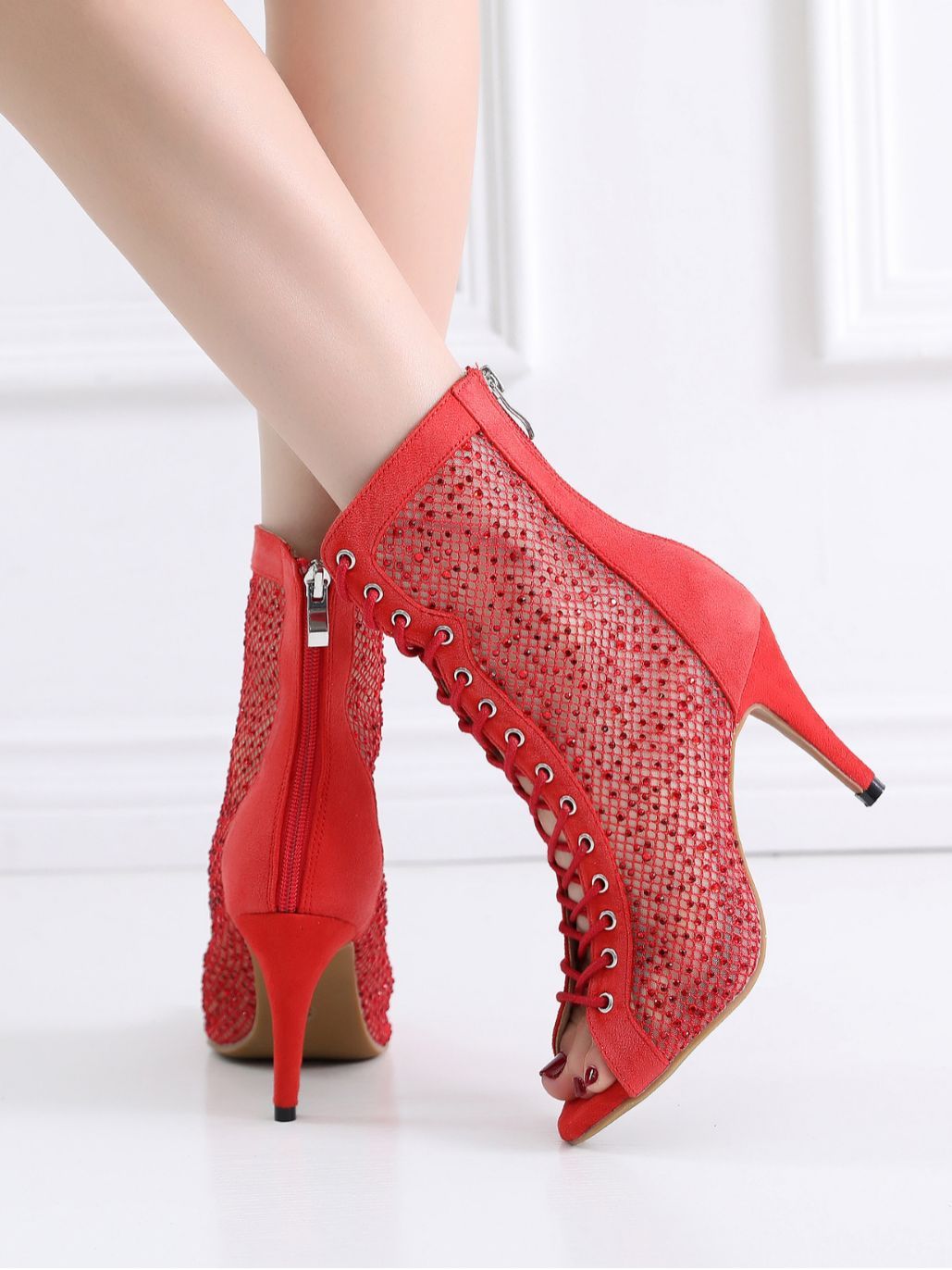 Red Latin Dance High Heels