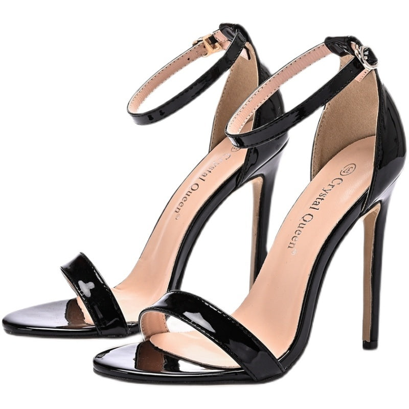 Women's Shoes With Buckle Black Peep Toe