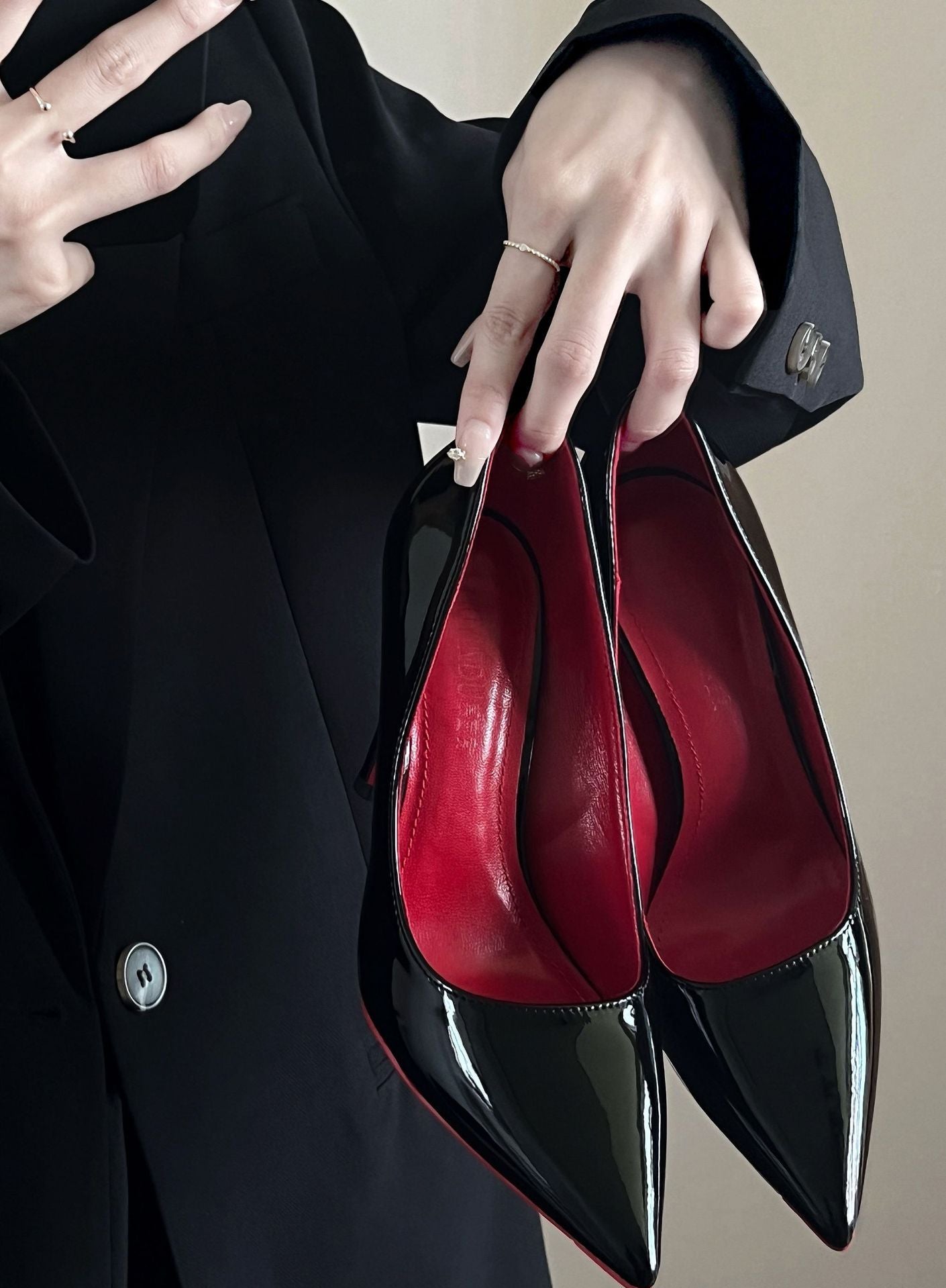 Black With Red Background High Heels