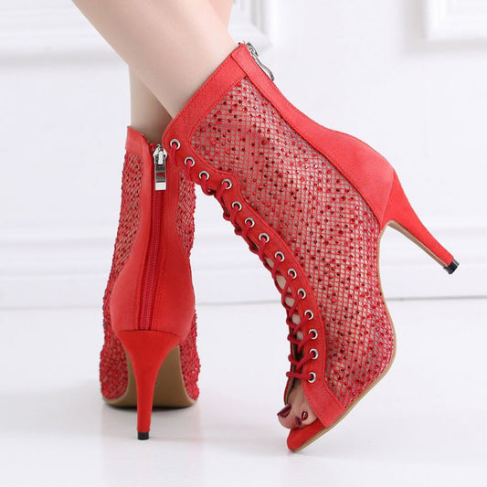 Red Latin Dance High Heels